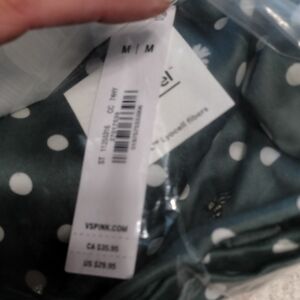 PINK Victoria's Secret Dark Green Polka Dot Pajama Set